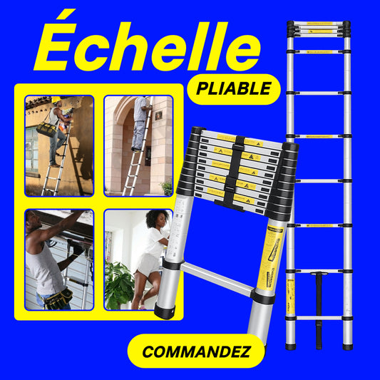 Echelle Télescopique Polyvalente 3,8M – Légère, Sécurisée et Facile à Ranger 🔧