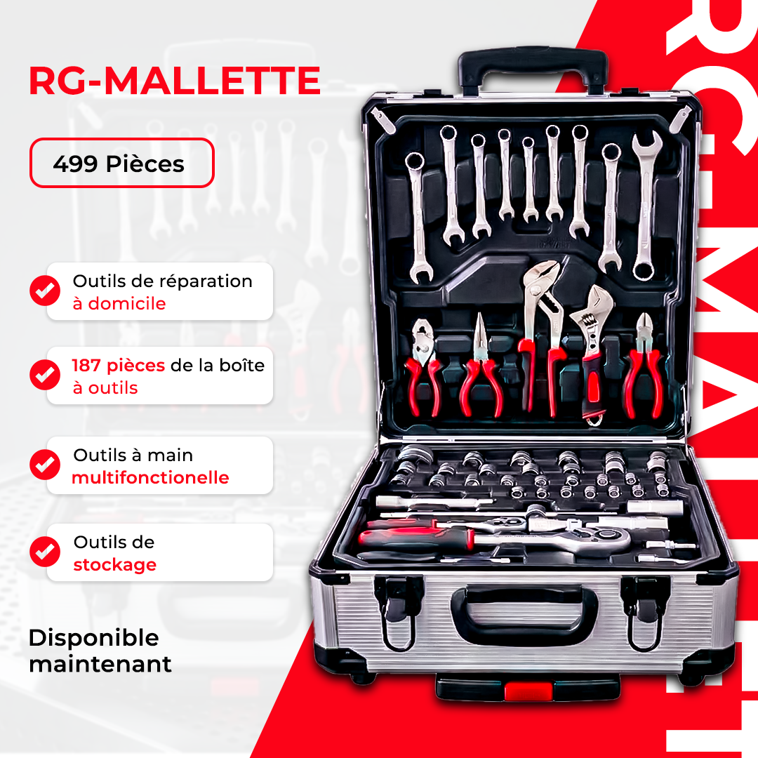 FB -Mallette à outils 499 pièces ensemble d'outils de réparation à domicile à 4 couches en aluminium