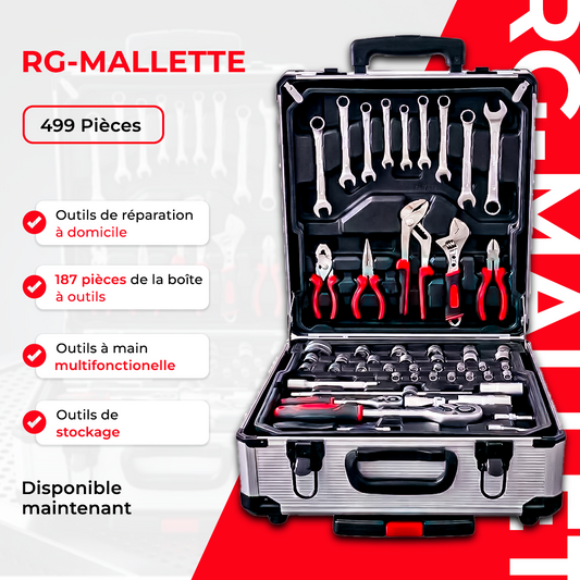 FB -Mallette à outils 499 pièces ensemble d'outils de réparation à domicile à 4 couches en aluminium