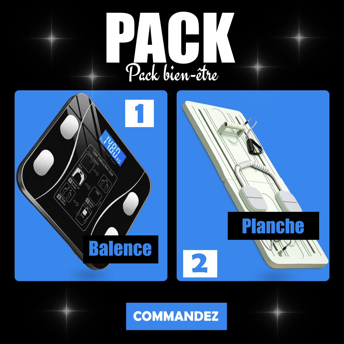 PACK BIEN ETRE : PLANCHE de Pilates ABDOMINALE  Pliable 5 en 1  ET - BALANCE intelligente connectée