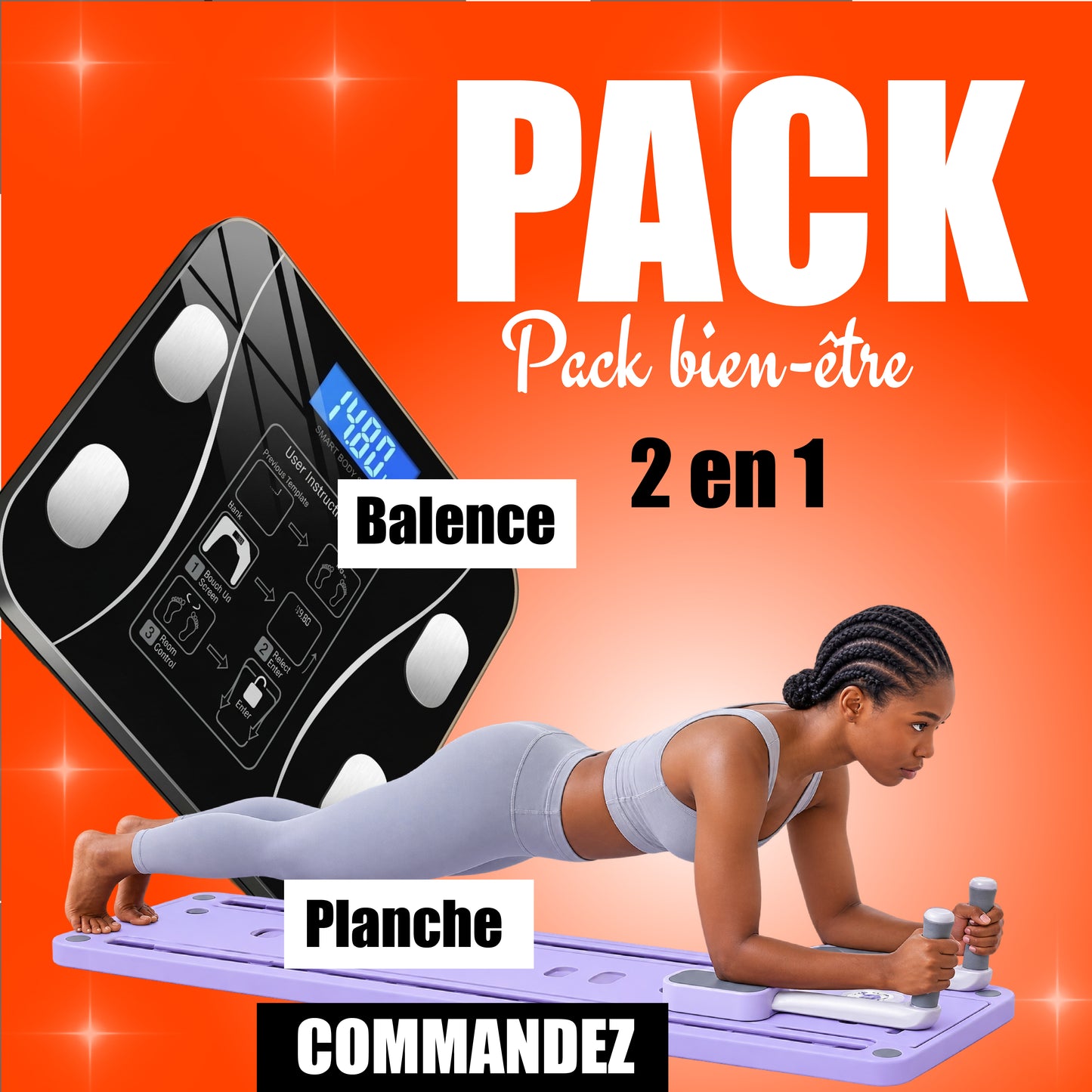 PACK BIEN ETRE : PLANCHE de Pilates ABDOMINALE  Pliable 5 en 1  ET - BALANCE intelligente connectée