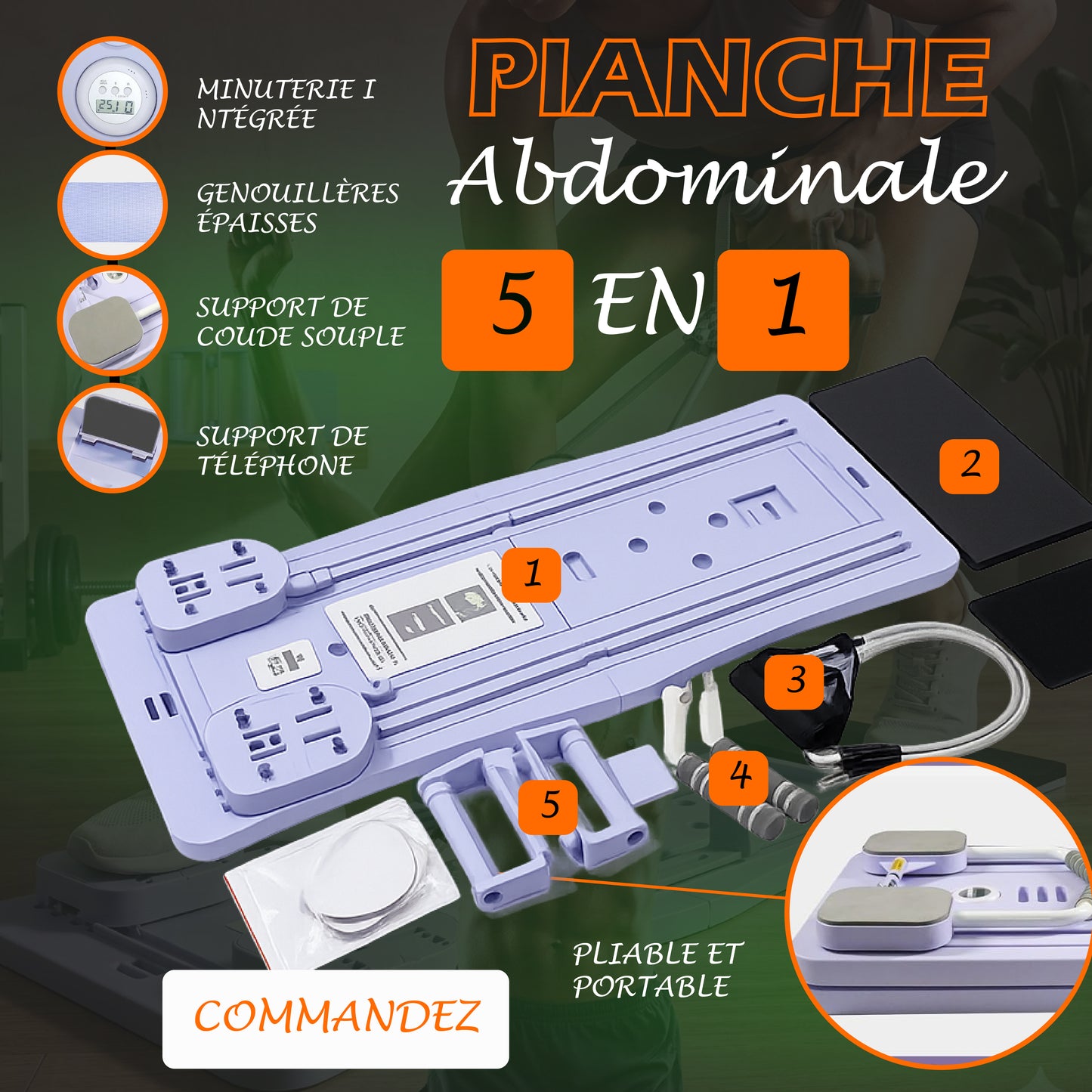 Planche de Pilates Abdominale Pliable 5 en 1