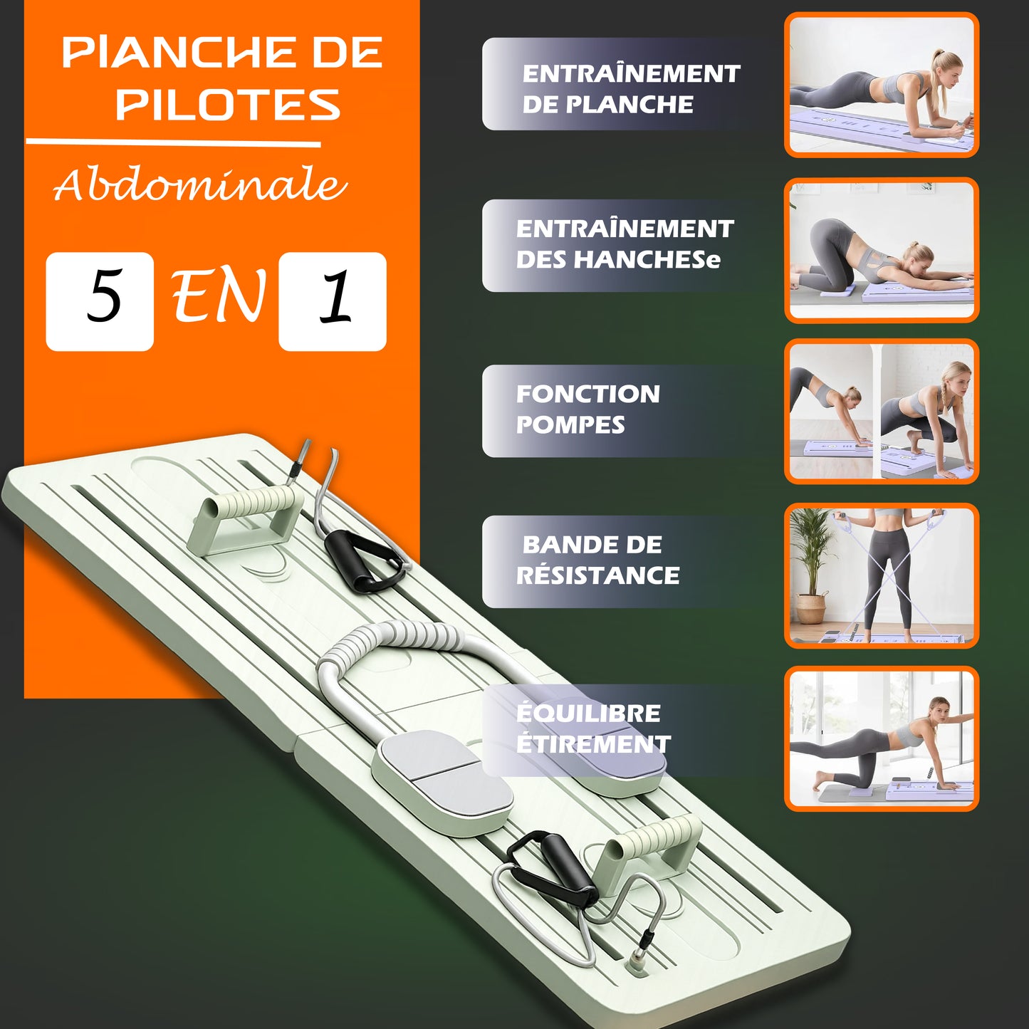 Planche de Pilates Abdominale Pliable 5 en 1