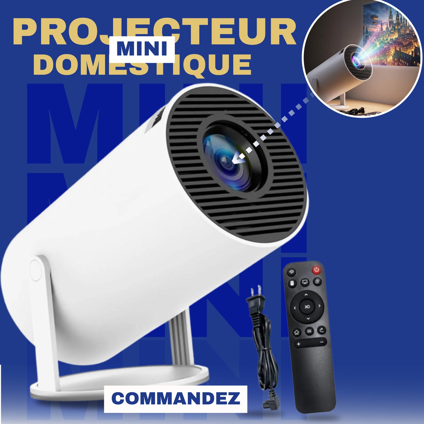 Projecteur HY300 Plus 210ANSI 720P Support 4K Mini projecteur domestique Android 11