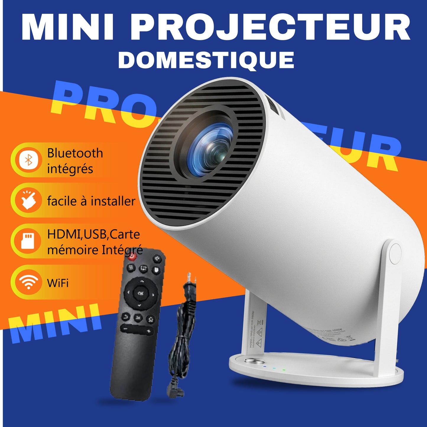 Projecteur HY300 Plus 210ANSI 720P Support 4K Mini projecteur domestique Android 11