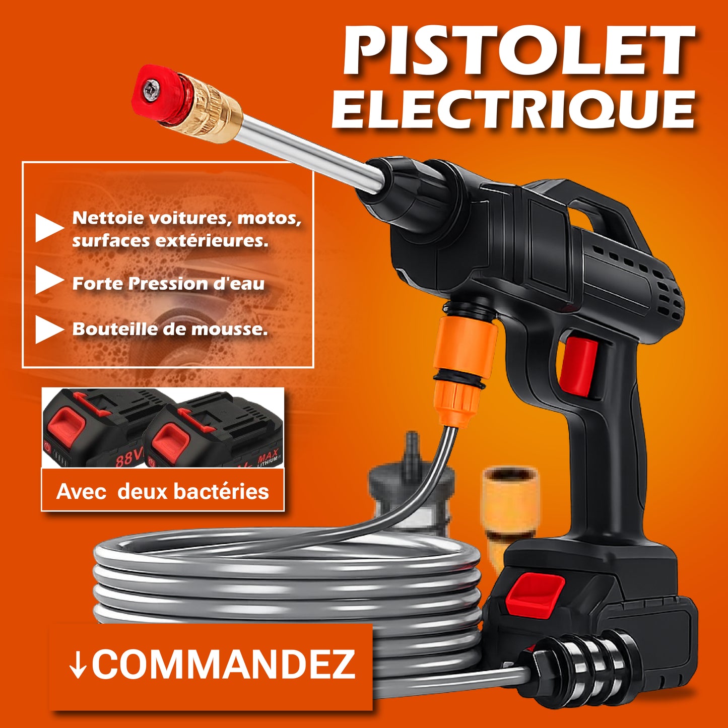 TIK- conakry -  Pistolet électrique à haute pression pour le lavage des voitures 2 fois plus puissant que tout ce qu'il y'a sur le marché